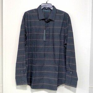 PERRY ELLIS 100% COTTON NAVY BLUE SHIRT XL